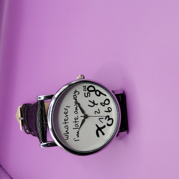 Funny I'm Late Black and silver Watch - Ironically Needs New Battery - Picture 2 of 5